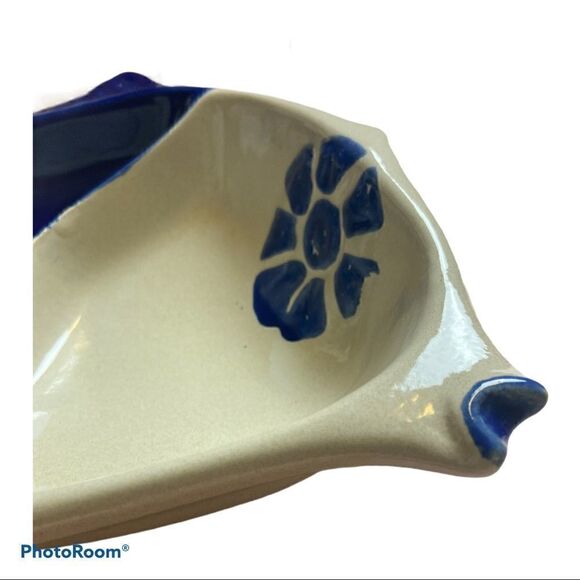 COCHE STONEWARE~Fish Shape Dish~BLUE stone ware - Picture 3 of 11